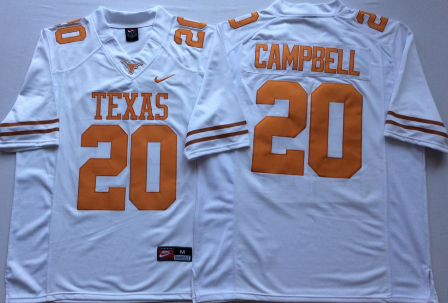 Men Texas Longhorns #20 Campbell White Nike NCAA Jerseys